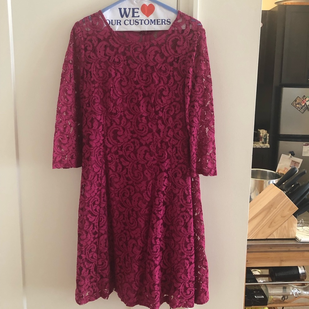 Pink lace long sleeve dress